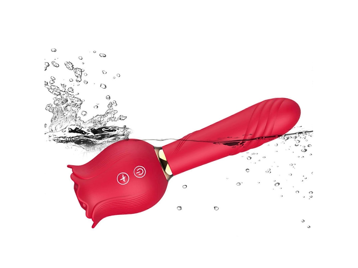 Retrátil Língua Lamber Vibrador Sensual Flor Vibratória Vara Com Sucção Provocando Produtos Sexuais Brinquedo De Estimulação Adulto Vermelho
