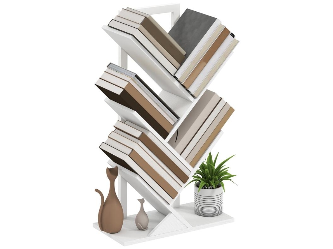 Estante Árvore 5 Prateleiras Com Sistema Anti-tombamento,ideal Para Sala Ou Quarto,50x24x82 Cm,cor Branca.