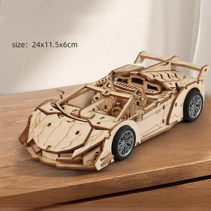 Modelo de Carro de Madeira 3d, Kit de Montagem Mecânica Faça Você Mesmo MDUG (estilo 4)