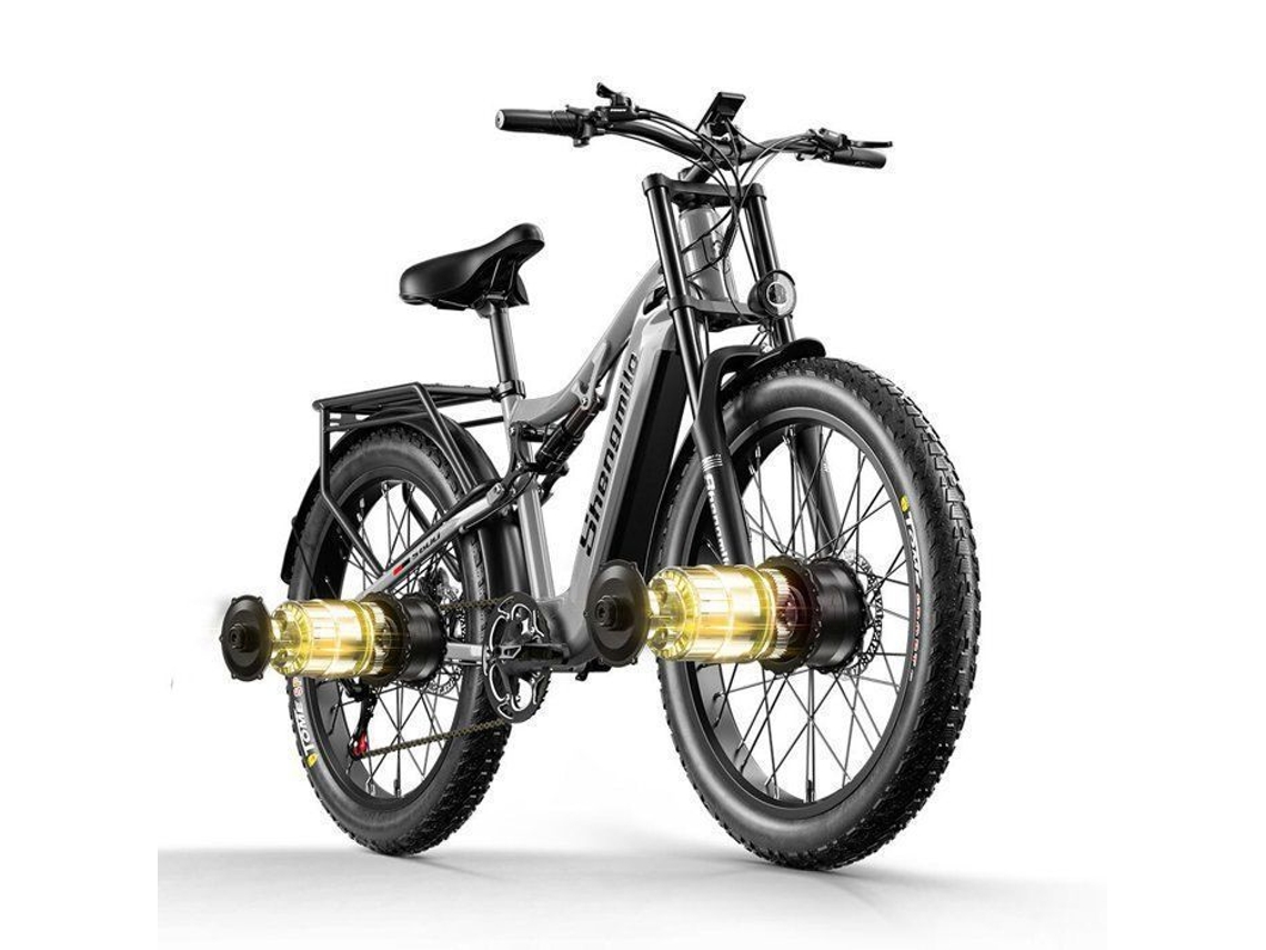 Bicicleta Elétrica - Shengmilo S600 - 2000w Motor Duplo - Fatbike Bicicleta Elétrica - Bateria Removível 48v17.5ah - Máx 55km/h - Cinza