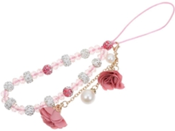 Pulseira Para Celular Com Pingente De Flor E Pérola De Cristal Branca Nostalgia88