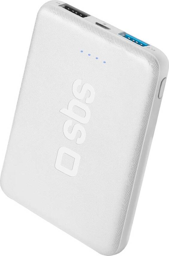 Powerbank SBS Pocket Line (5000 mAh - 2 USB - 1 Micro-USB - Branco)