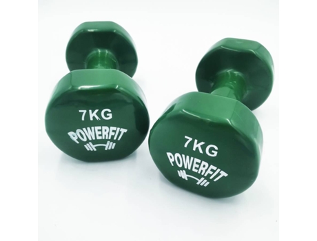 Halteres POWERFIT Extremidade Plana Verde (7 Kg)