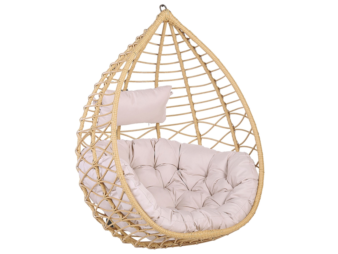 Silla Colgante Beliani Arsita De Ratán Sintético Marrón 92x70x121