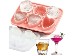 Forma de Gelo em Silicone com Tampas Funnel, Rosa e Coração | S/MARCA