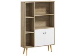 Estante escandinava com 5 nichos, 80x23,5x123cm, 2 portas, pés inclinados BTFORUS