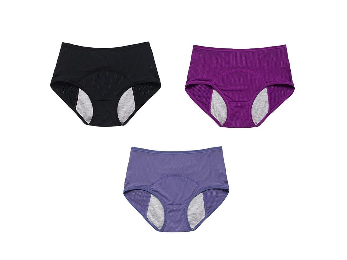 2026 3 Peças de Calcinha Menstrual Feminina com Proteção Extra Anti vazamento, Alta Elasticidade e para Fluxo Intenso