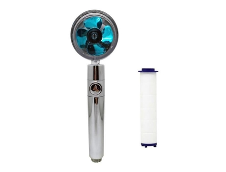 Chuveiro de hélice de alta pressão, chuveiro de mão giratório 360°, com filtro e interruptor de pausa - AZUL KAKOO