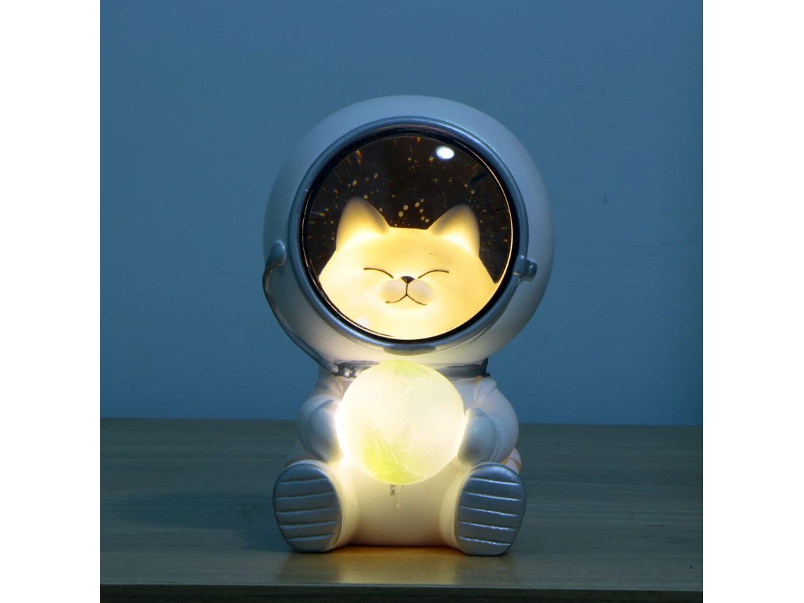 KOFIHETY Luz noturna LED Galaxy Guardian, gato astronauta espacial com lua, presente de luz decorativa, presente de aniversário para crianças
