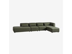 Sklum Sofá Modular De Canto Em 4 Peças Com Chaise Longue À Esquerda E Puff Fogler Poliéster                       Chenille Verde Sálvia