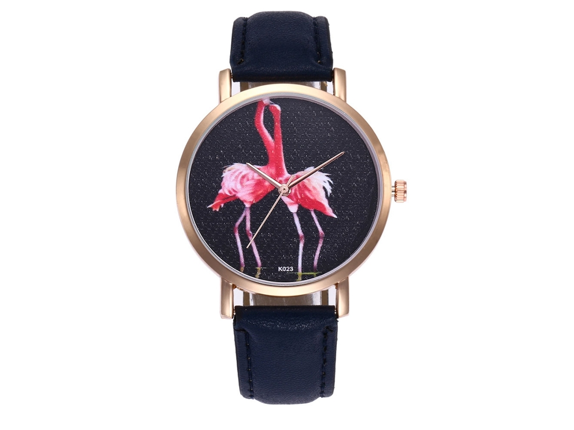 Relógio de pulso com movimento de quartzo e pulseira de couro para homens e mulheres, azul.
