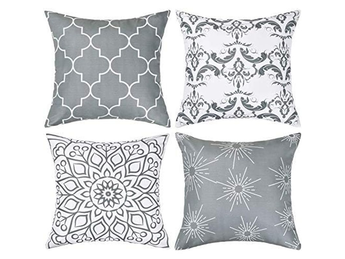 2026 funda de Almohada Decorativa Moderna Geométrica Gris Y Blanco 45x45cm para Sofá Cama Coche