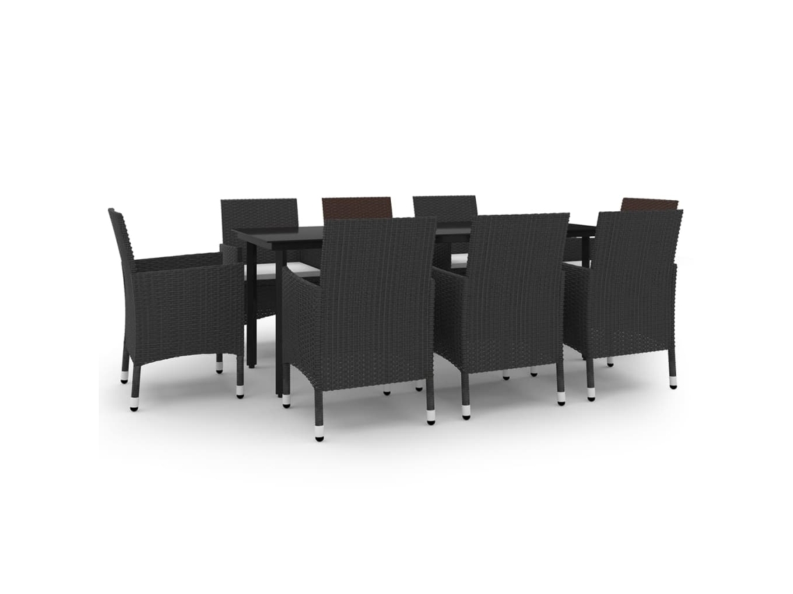 Garden Dining Set, Garden Dining Sets Vidaxl Preto Rattan / Vime (200 Cm Table Length)