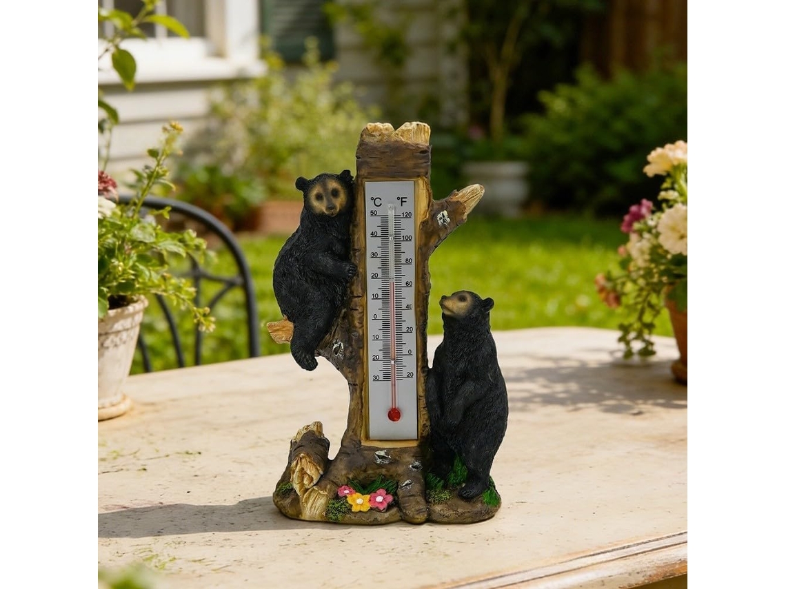 Termômetro Externo Em Formato De Urso Para Decoração Quintal E Varanda, Com Visual Campestre Clássico E