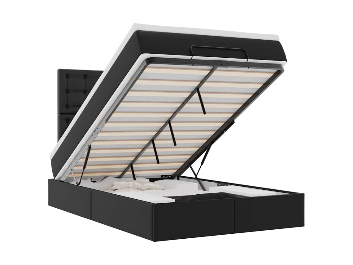 Ottoman Bed, Ottoman Beds Vidaxl Preto Couro Artificial (120 X 200 Cm)