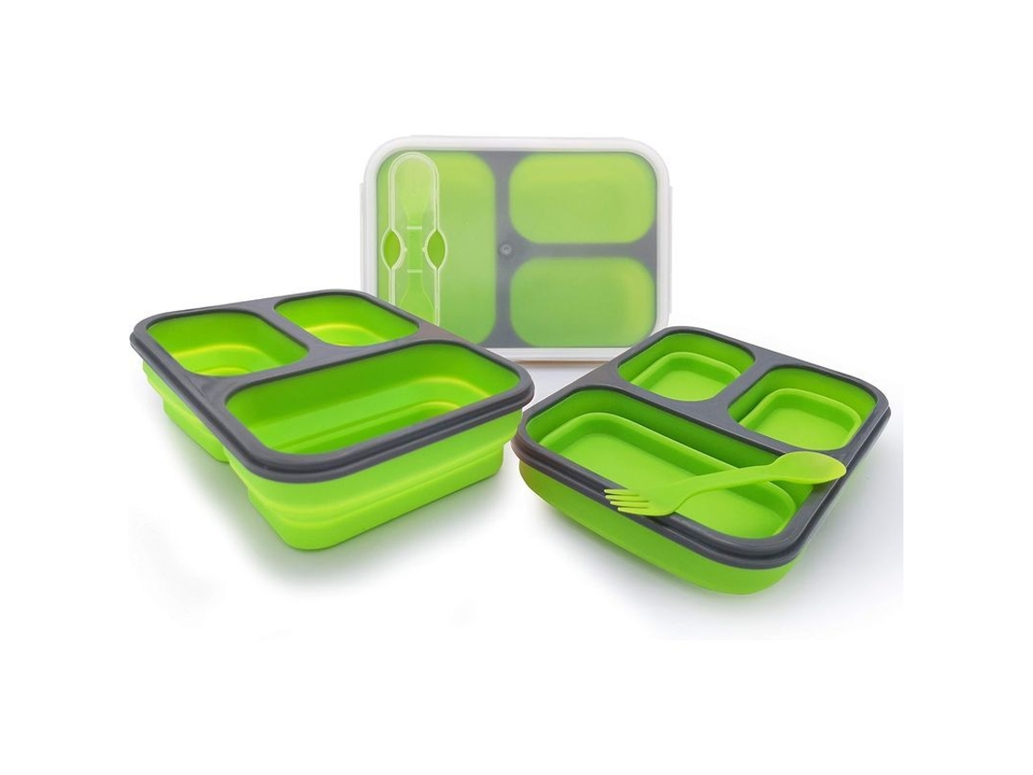 1 Marmita Bento Dobrável para Senhoras e Crianças com Garfo e Tampa, Livre de BPA