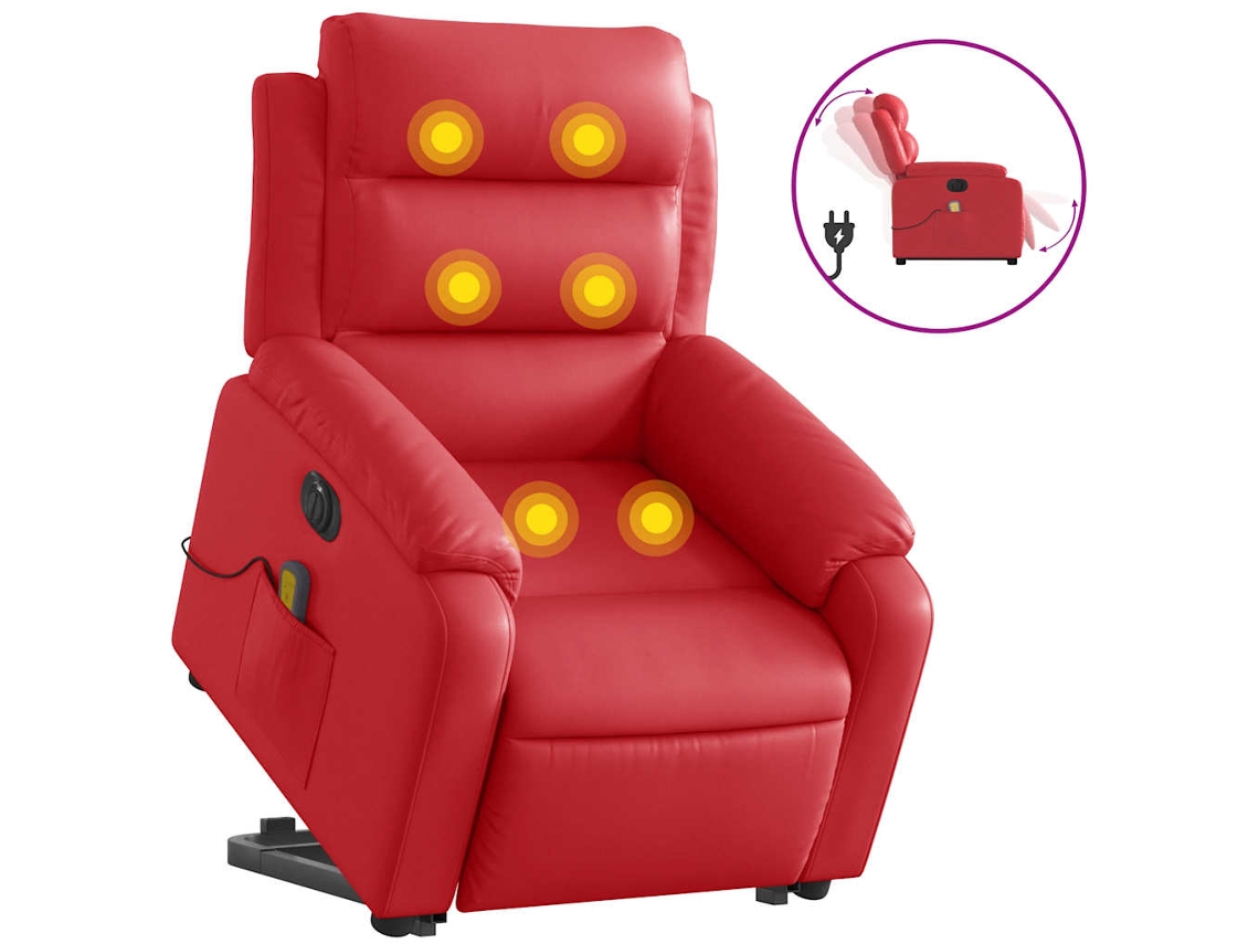 Electric Stand Up Massage Recliner Chair, Electric Stand Up Massage Recliner Chairs Vidaxl Vermelho Couro Artificial