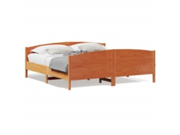 Cama Sem Colchão 200x200 Cm Pinho Maciço Castanho mel MAISON EXCLUSIVE