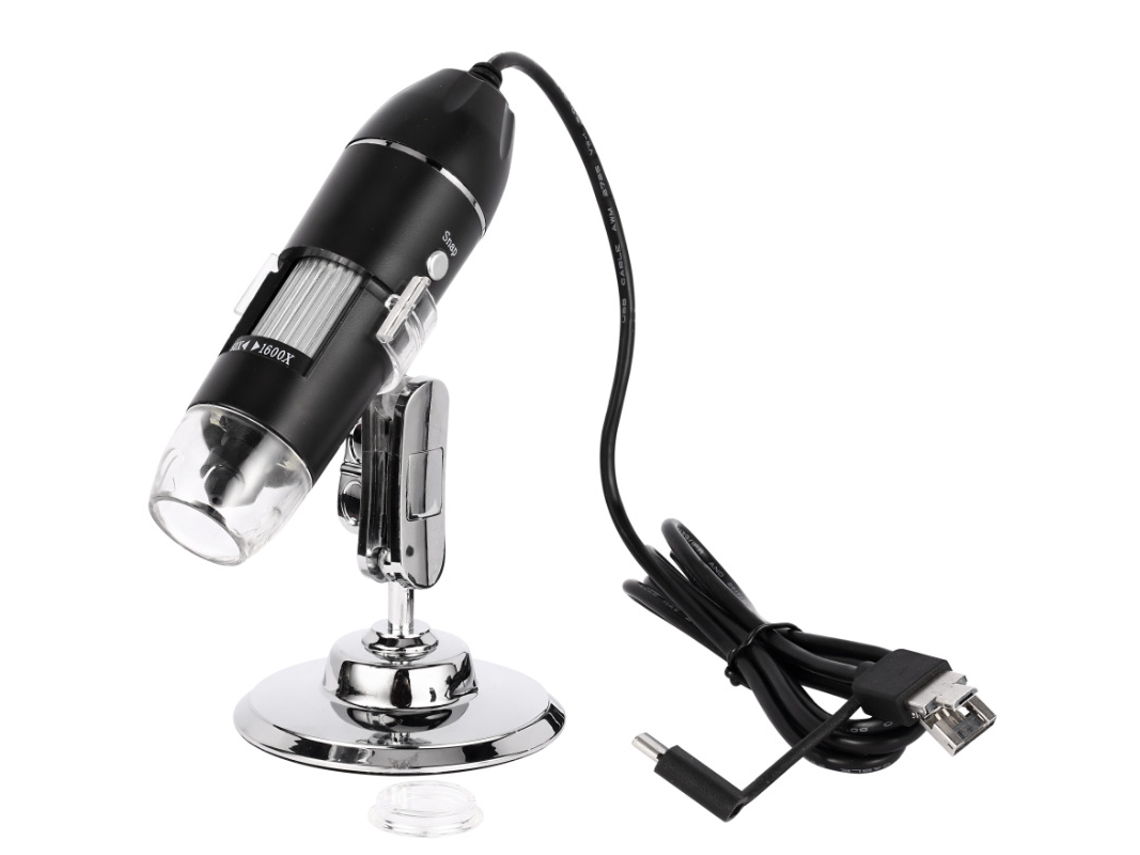 Microscópio Eletrônico Portátil 1000x com Controle de Luz, Preto BRILVIBERA