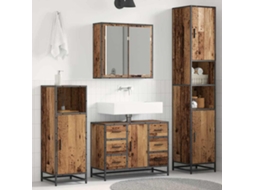 Vidaxl Conjunto De Móveis Para Banheiro Com Porta 3 Pcs Madeira Antiga