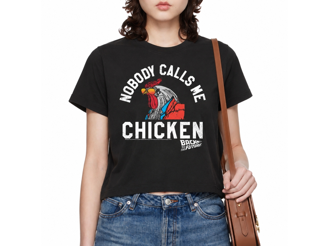 Rockinstone Back To The Future Movie Chicken Black Adult T-shirt Size:s