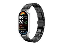 Bracelete Para Xiaomi Smart Band 10/9/8 Nfc - Aço Inoxidável - Sete Esferas (14mm) Preta
