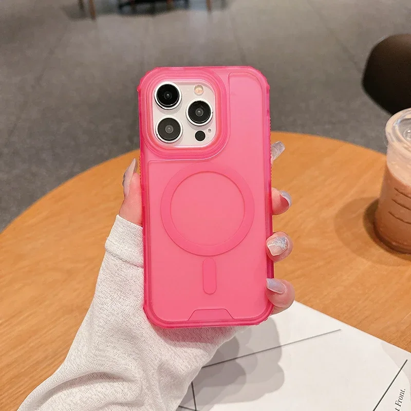(rosa, Iphone 14 Pro Max) Capa Protetora Resistente, Compatível Com Magsafe, À Prova De Choque.