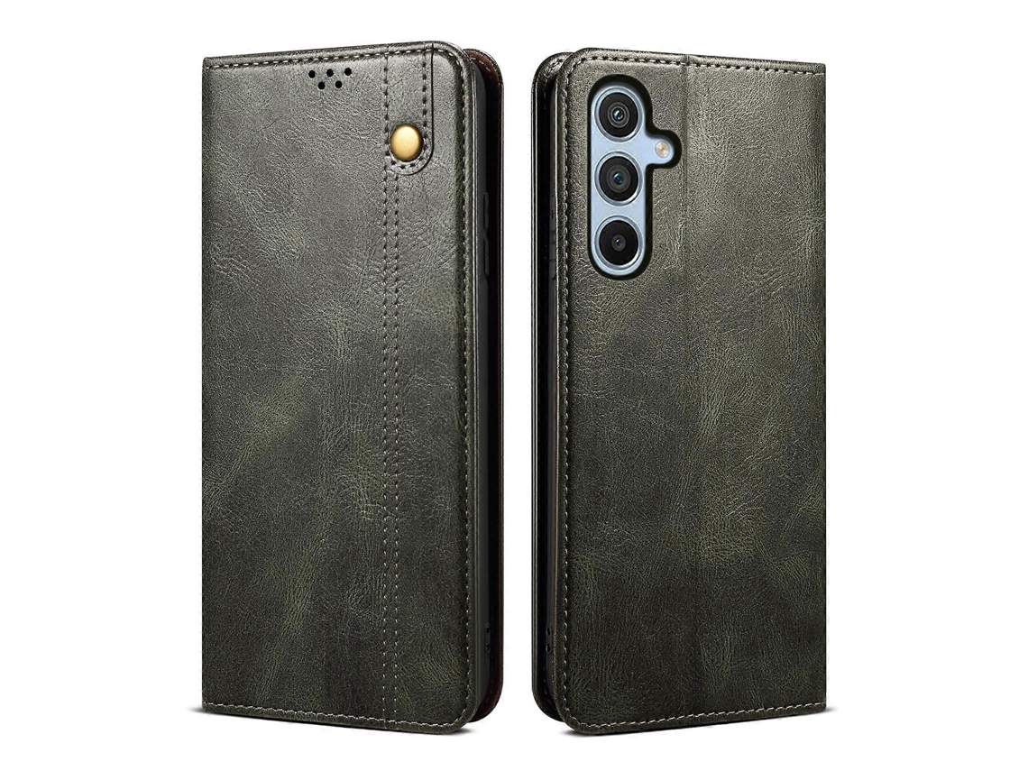 Capa De Couro Com Textura Crazy Horse Para Samsung Galaxy M54 Oil Wax