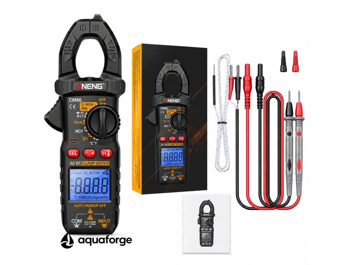 Alicate Amperimétrico Aquaforge Cm86, 600a, Ncv