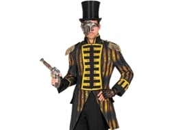 Elegante traje ou fraque dourado de Steampunk para homem
