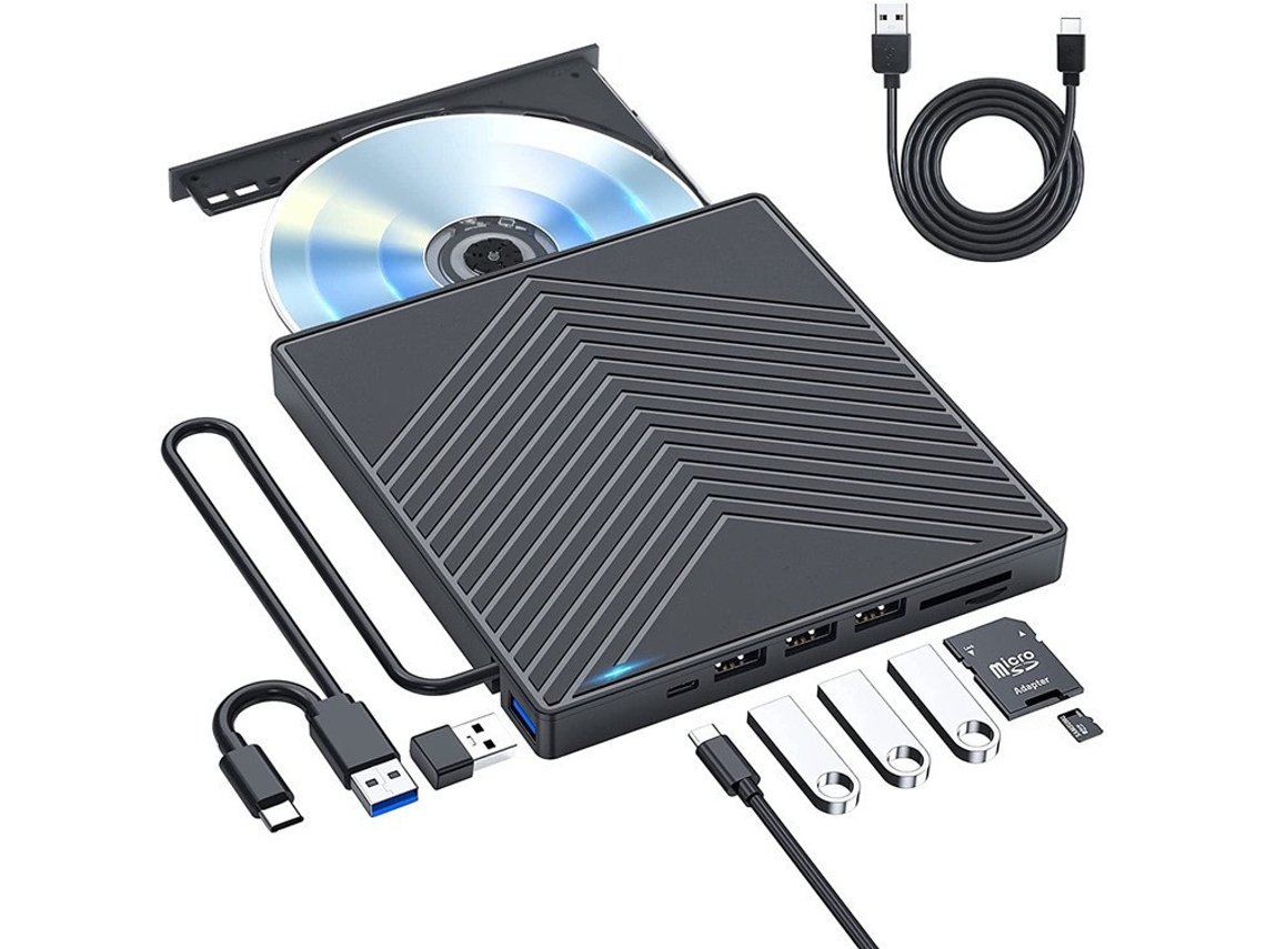 Unidade De Dvd Externa Interface Usb 3.0 Tipo-c, Adaptador Cd/dvd Rom +/-rw B