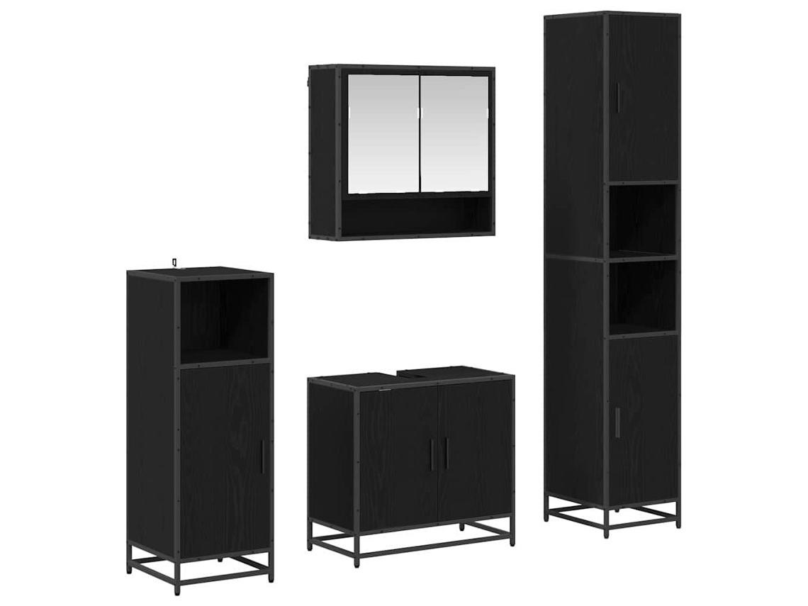 Conjunto de Móveis para Banheiro com Porta Carvalho Preto 4 Pcs MAISON EXCLUSIVE
