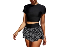 Maiô Feminino Estampado High Waisted de Duas Peças Preto M