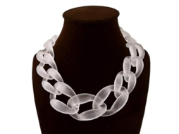2026 collar Chunky Vintage de Resina Acrílica Colgante Statement Bib Cadena Colgante 45cm Branco