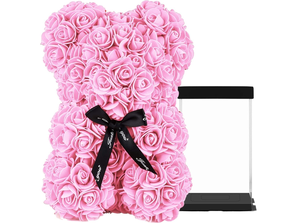 Urso de Pelúcia com Flores de Rosa