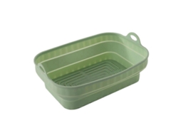 Cesto De Silicone Para Fritadeira A Ar, Formato Quadrado, Dobrável, Bandeja Para Assar Alimentos, Forro De Reposição Para Grelha De Cozinha, Verde
