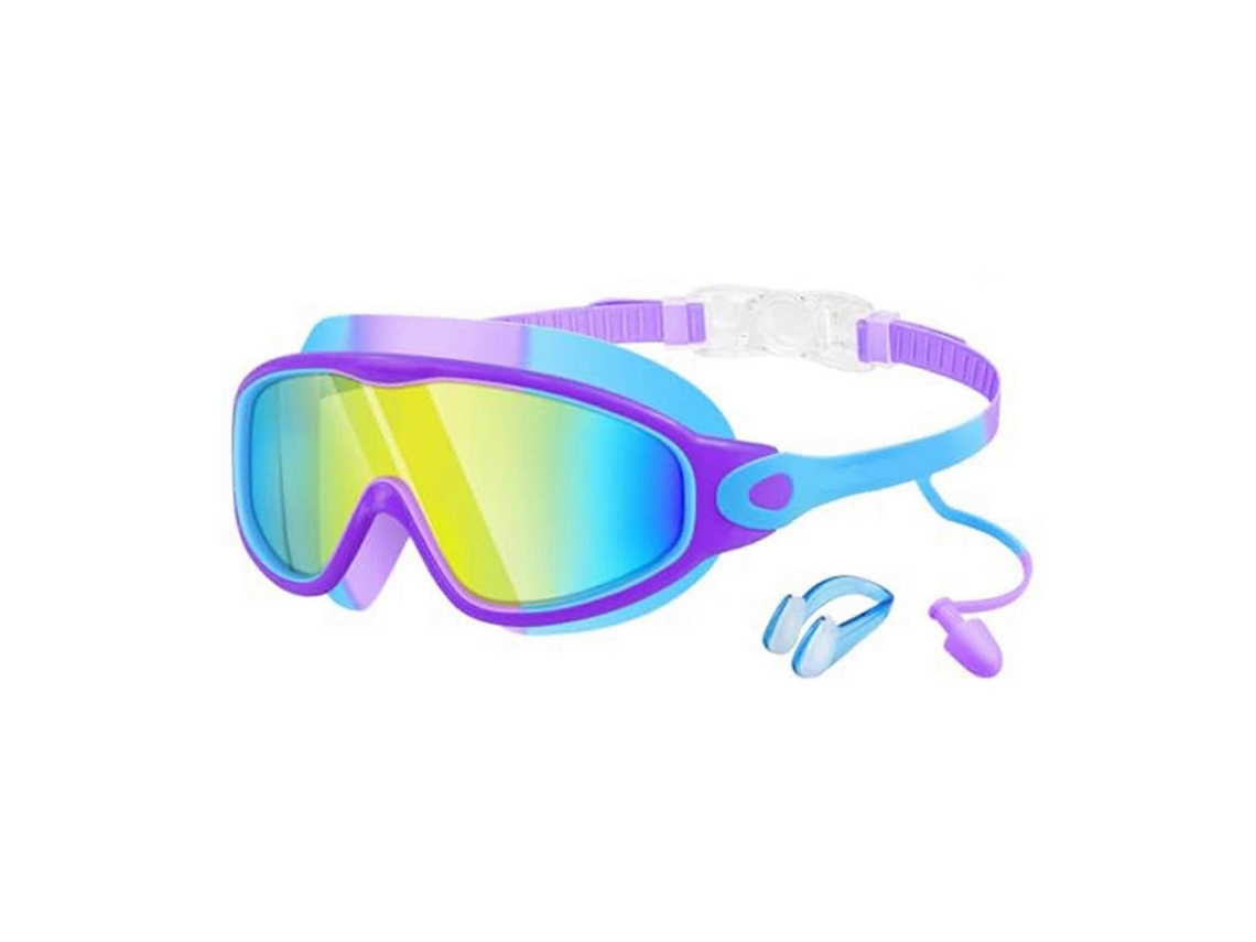 Óculos De Natação Infantis Com Clipe Nasal E Protetores Auriculares, Proteção Uv Antiembaçante, Lentes Resistentes A Estilhaços.