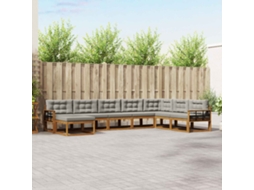 Vidaxl Conjunto De Sofás Para Exterior 8 Unid. Cinza Natural E Claro
