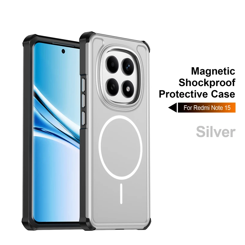 (prateado, Redmi Note 15 Pro 5g) Capa De Carregamento Magnética Fosca Luxuosa E Durável, Que Oferece Proteção Completa Contra Quedas.