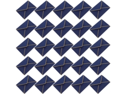 Lote De 50 Envelopes Épaisses Bleu Royal 135 X 185 Cm Com Bordado Dourado E Rabat Em V Convite Élégantes Para