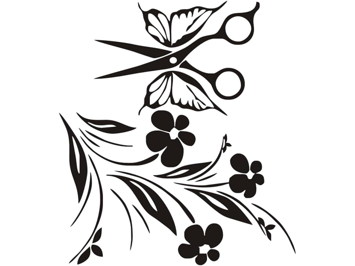 Adesivo Parede Preto Removível Fácil Aplicar Salão Cabeleireiro Decoração Criativa Pvc Tesoura Barbearia GOKOCO