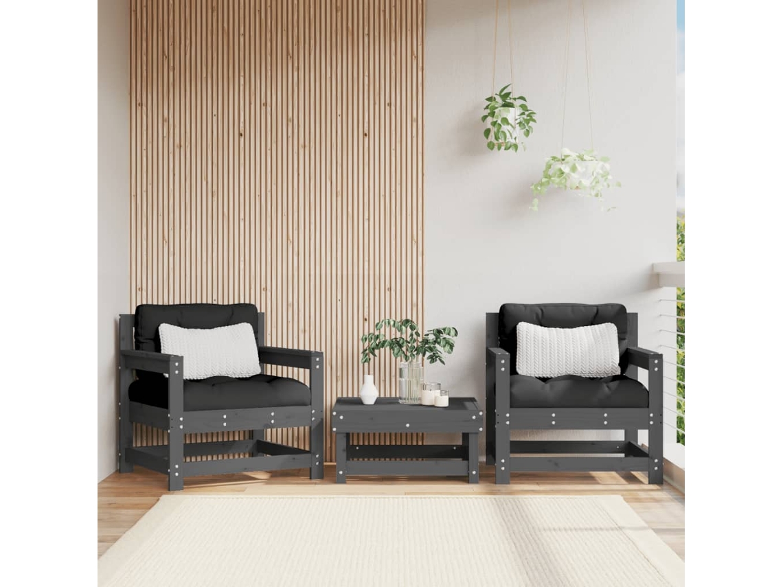 Vidaxl Cadeiras De Jardim 2 Pcs Madeira De Pinho Maciça Cinzento