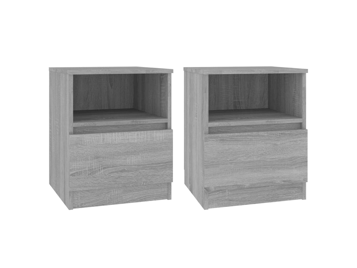 Bedside Cabinet, Bedside Cabinets Vidaxl Cinzeto Madeira Processada (n/a)