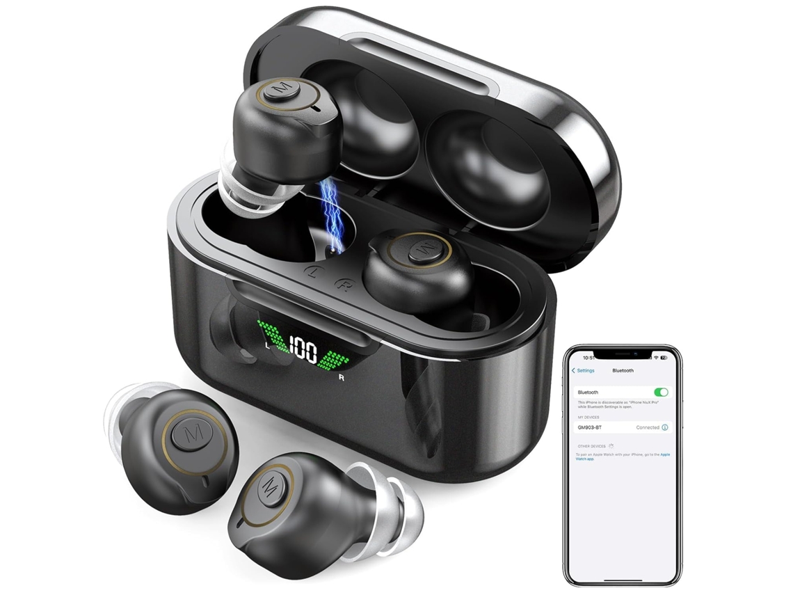 Aparelhos Auditivos Bluetooth, Amplificadores Auditivos Recarregáveis ​​de Venda Livre Com Cancelamento De Ruído Para Idosos (preto)