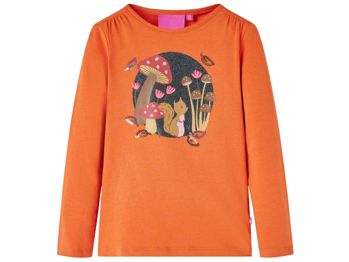 T-shirt De Manga Comprida Para Criança Laranja-queimado 128