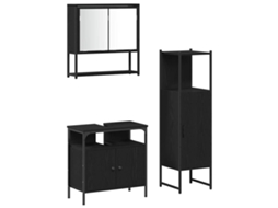 Conjunto de Móveis para Banheiro MAISON EXCLUSIVE 3 Pcs Preto Madeira Processada