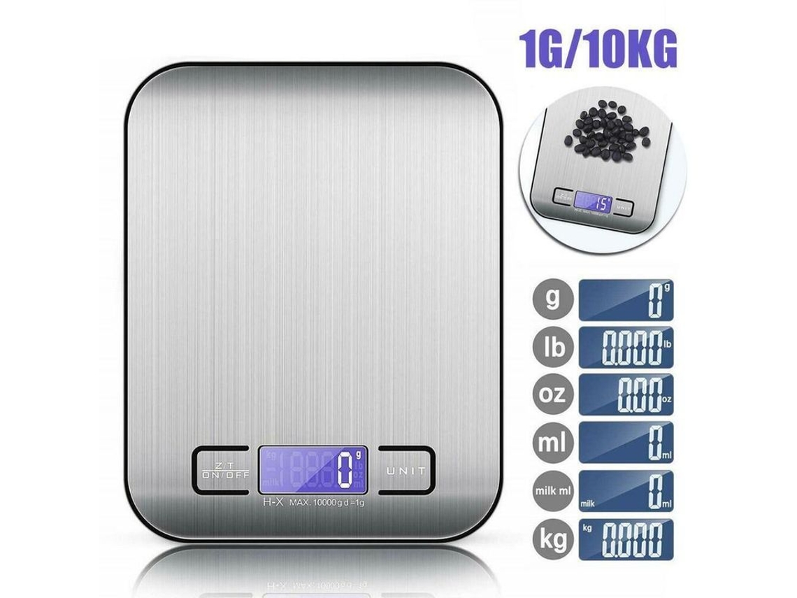 Balanza Digital De Cocina 5kg Lcd Inox Plata Com Baterías Aaa Incluídas
