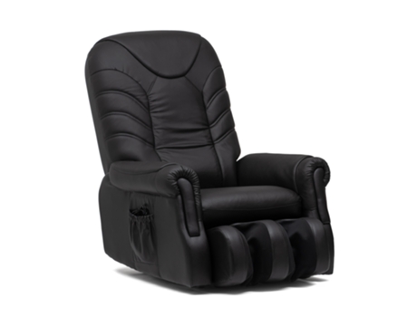 Poltrona de Massagem de Conforto em Pele Castanha com Sistema de Vibração Relaxante Reclinável e Mecanizada. MUEBLES STOCK