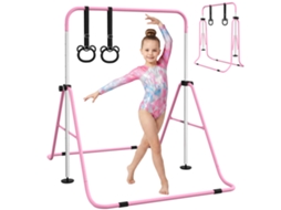 E-TOWN COMMERCE GMBH Barra de Ginástica Infantil Ajustável com 2 Argolas, 148x105x88 Cm