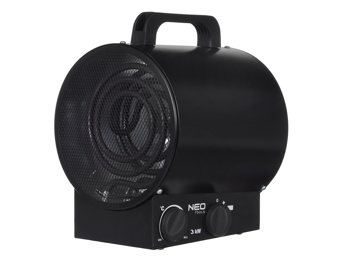 90 066 Aquecedor ambiente elétrico em aço inoxidável 3000 W Preto Neo Tools